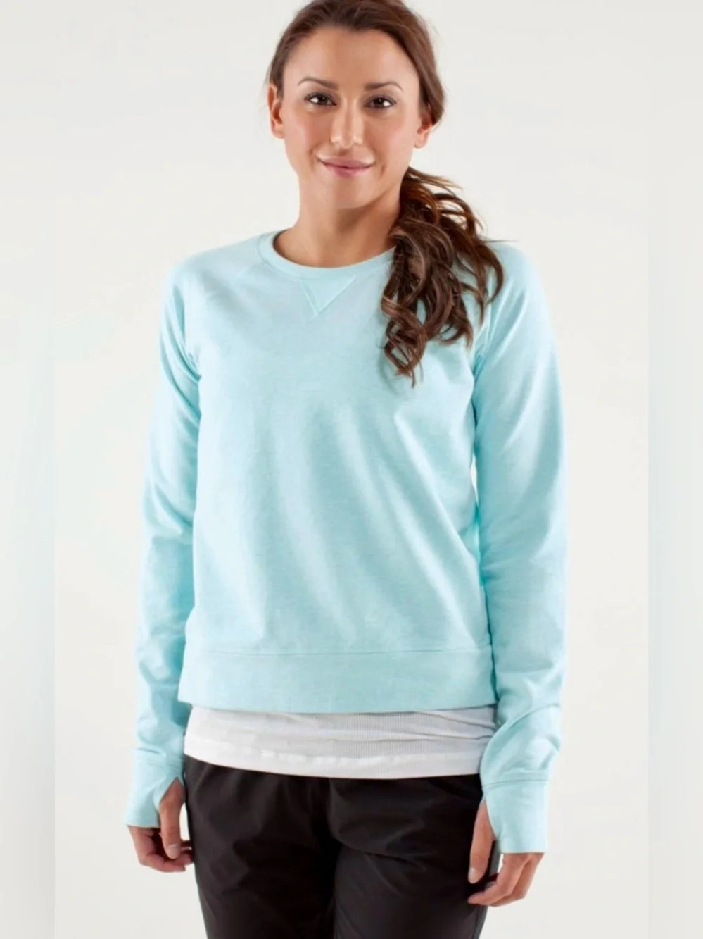 Lululemon Voyage Pullover Aqua Blue LS Crewneck Sweatshirt Women's S/4 Athletic